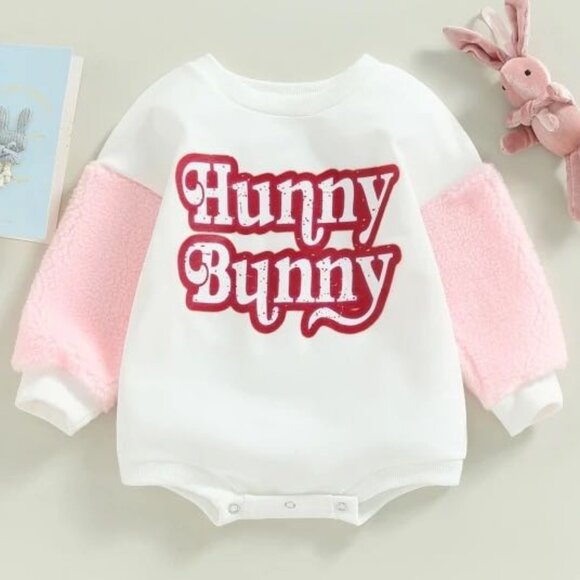 Girl's Easter Hunny Bunny Oversized Bodysuit - Picture 1 of 3